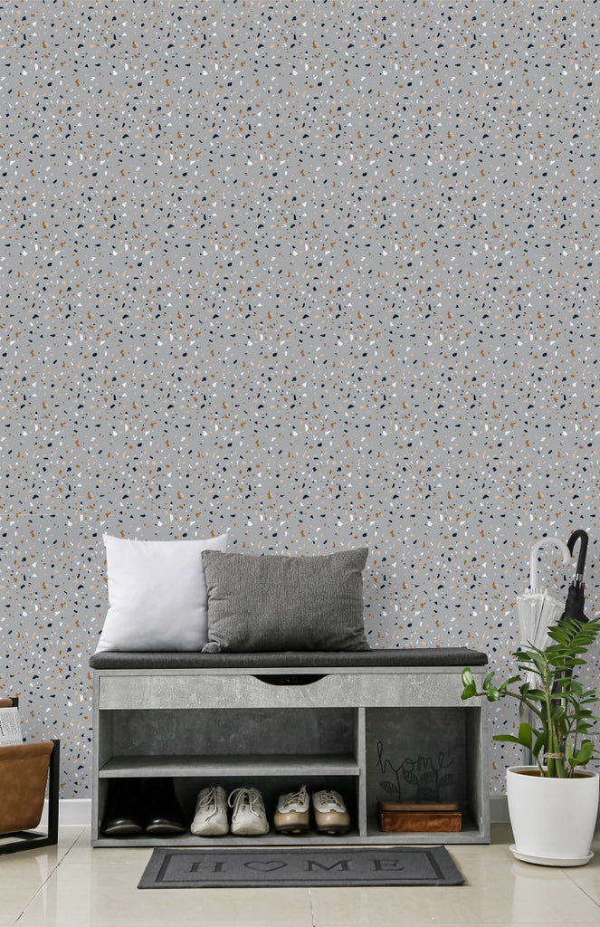Multicolored Dots on Grey Background Wallpaper