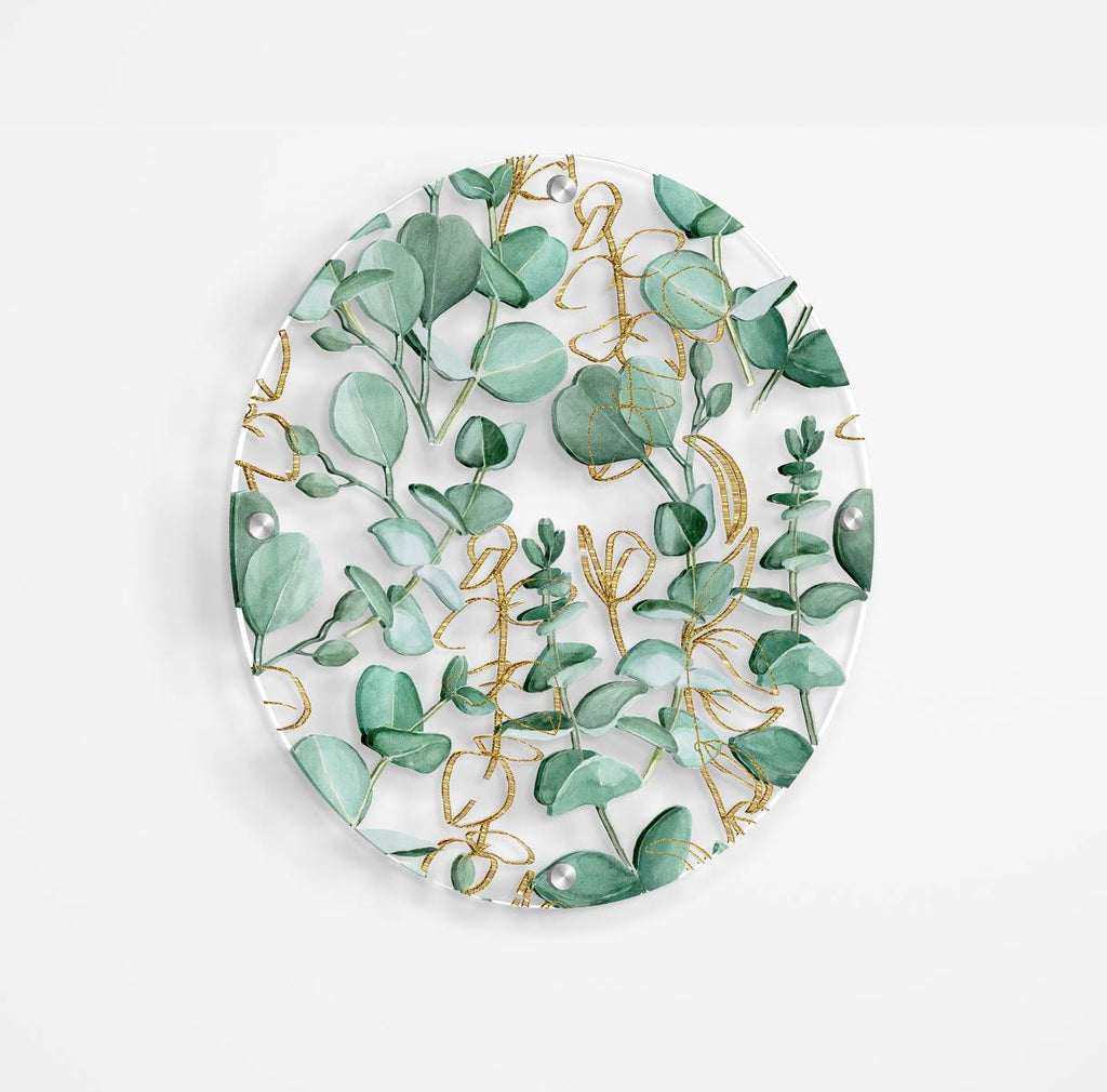 Green Leaves Clear Printed Transparent Acrylic Circle