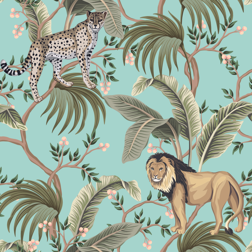 Palms and Exotic Animals Wallpaper uniQstiQ Tropical