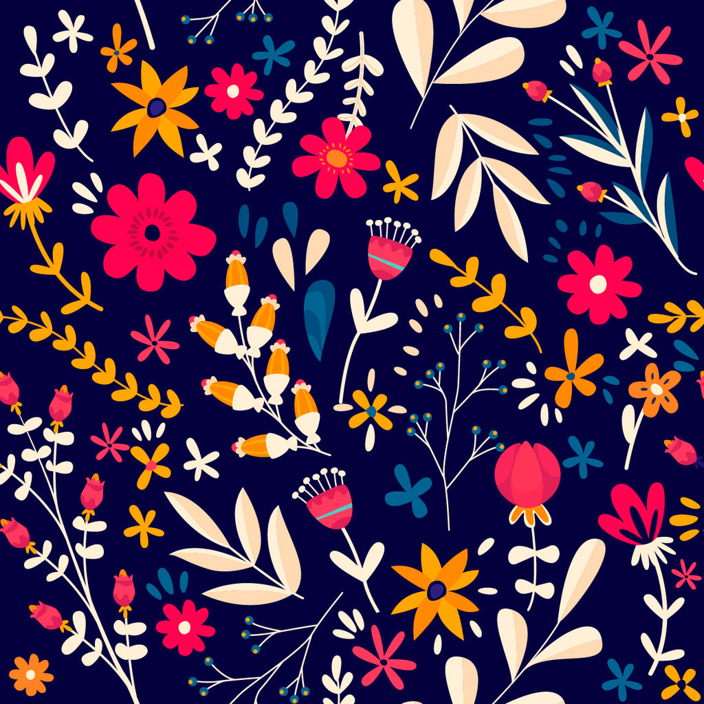 Dark Blue Floral Wallpaper uniQstiQ Floral