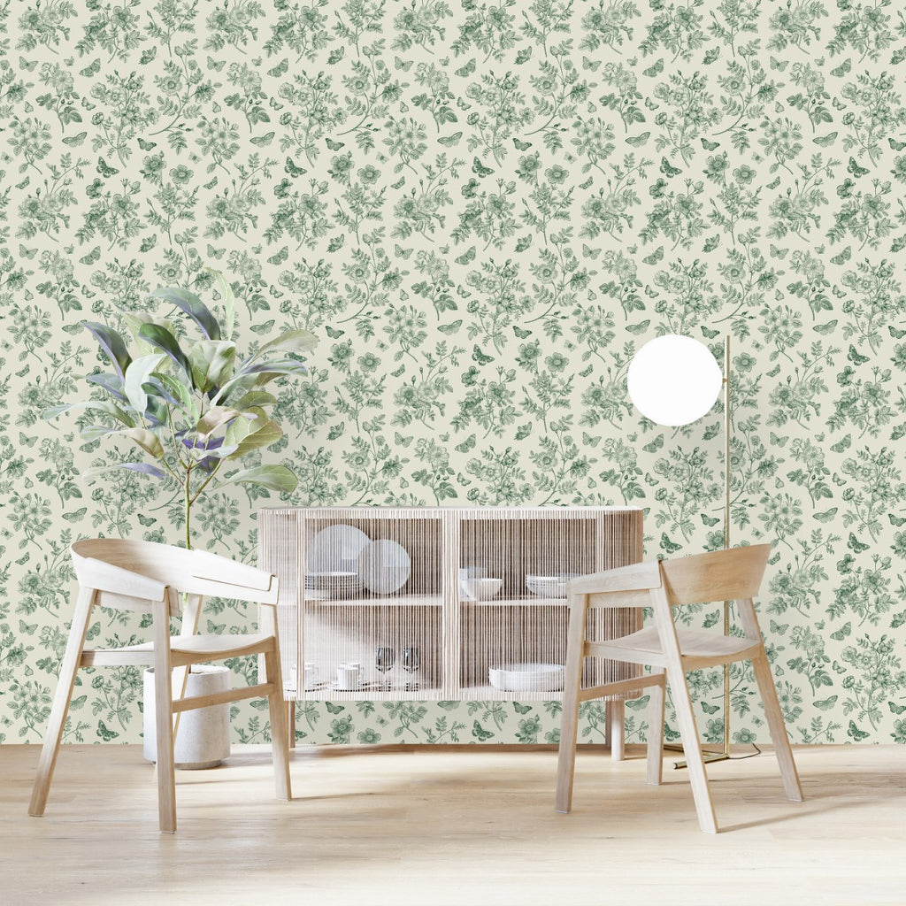 Green Floral Pattern Wallpaper uniQstiQ Vintage