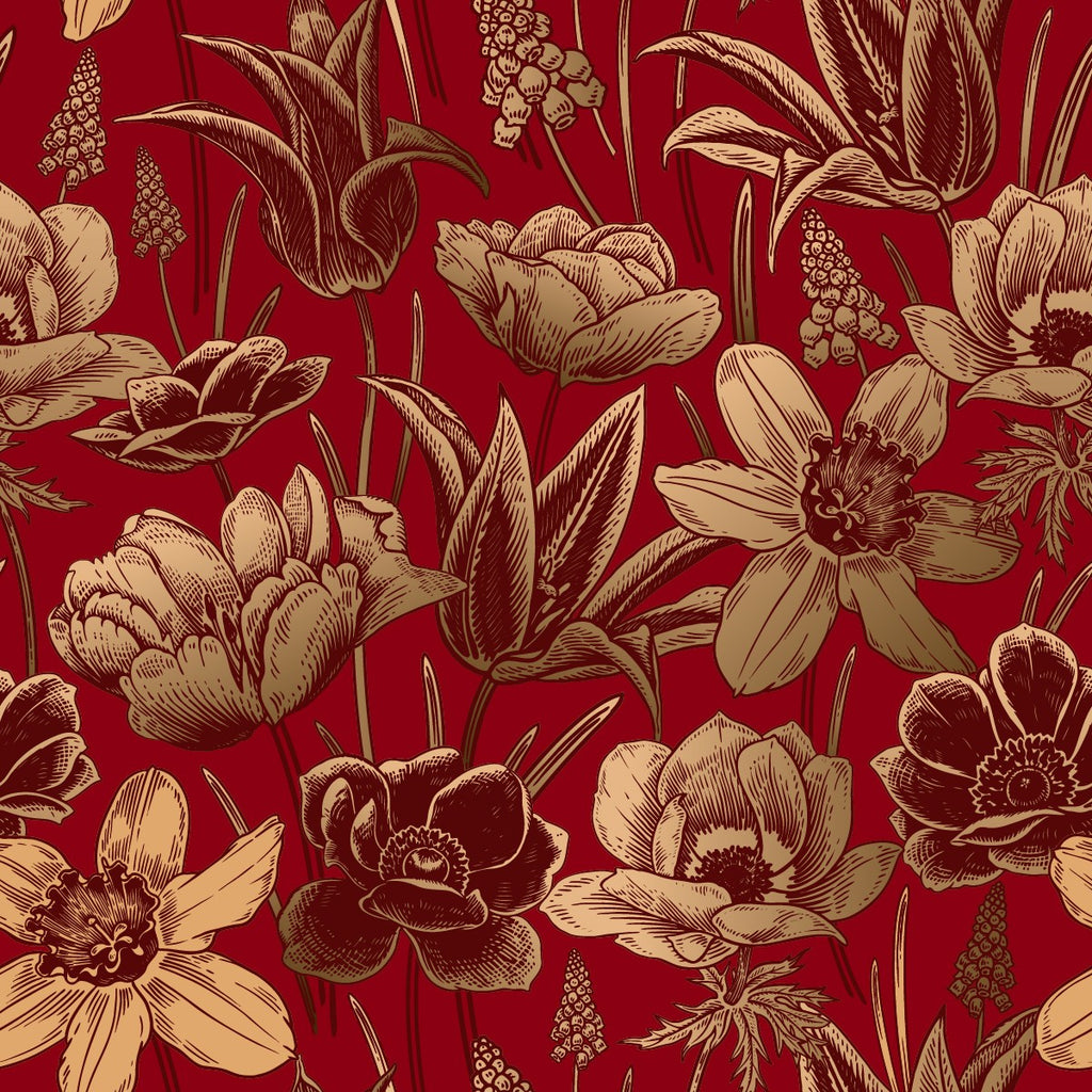 Red Floral Wallpaper uniQstiQ Vintage