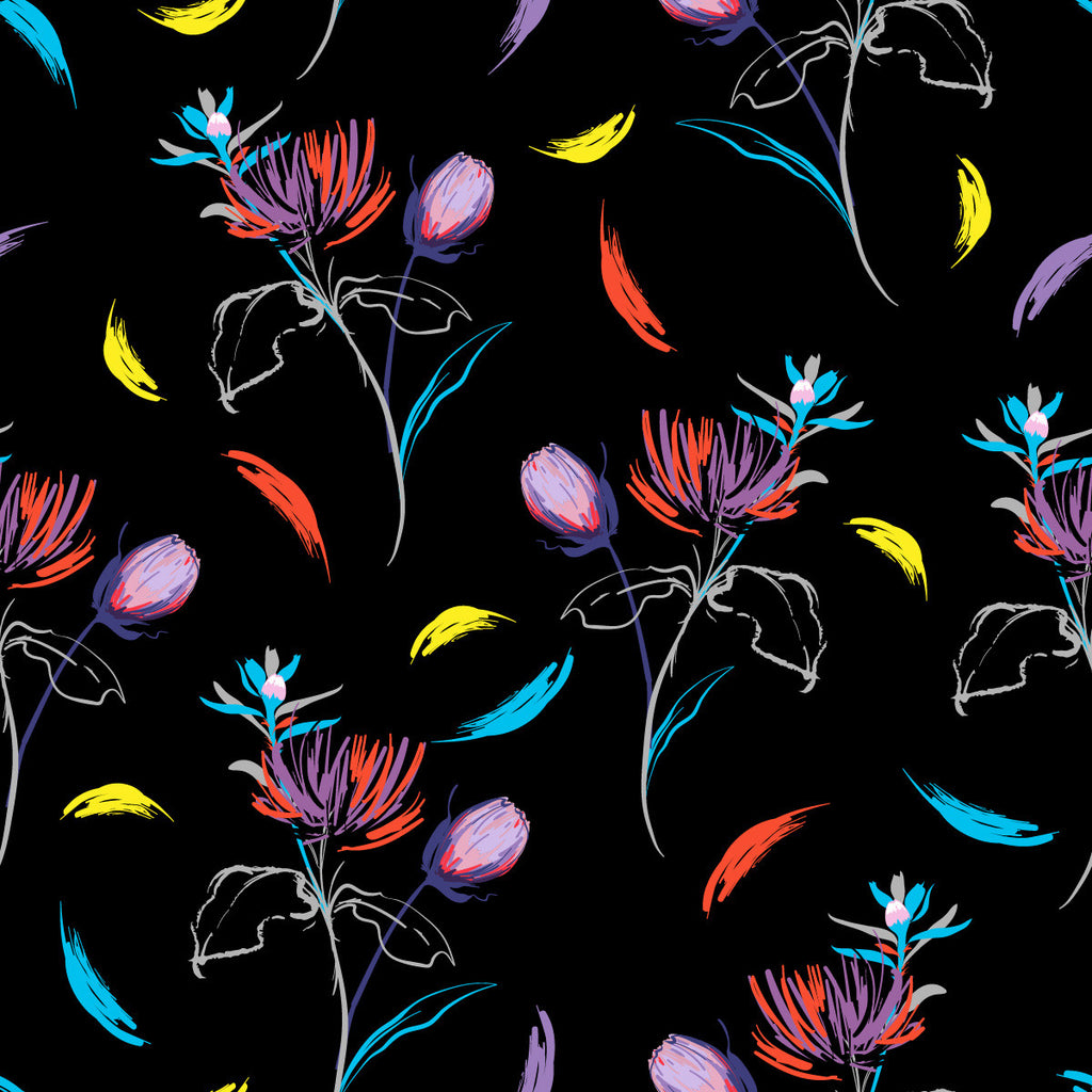 Black Wallpaper with Flowers  uniQstiQ Floral