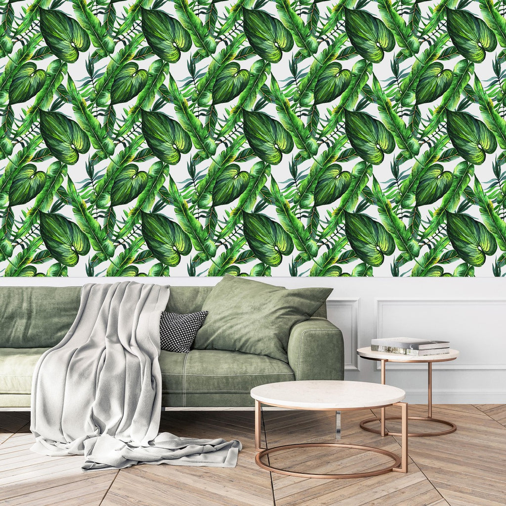 Green Large Leaves Wallpaper uniQstiQ Tropical