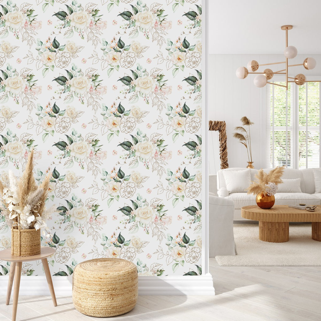 White Roses Wallpaper uniQstiQ Floral