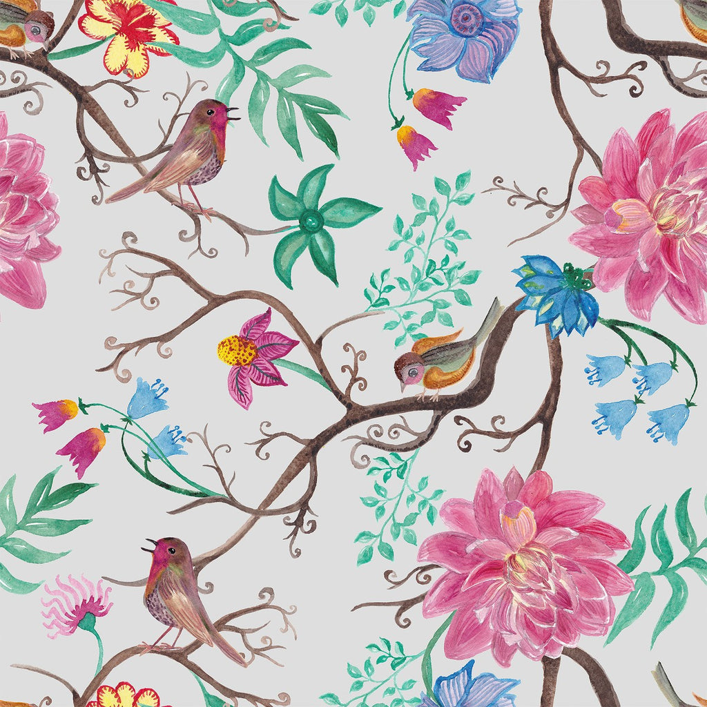 Birds on Branches of Tree Wallpaper  uniQstiQ Floral