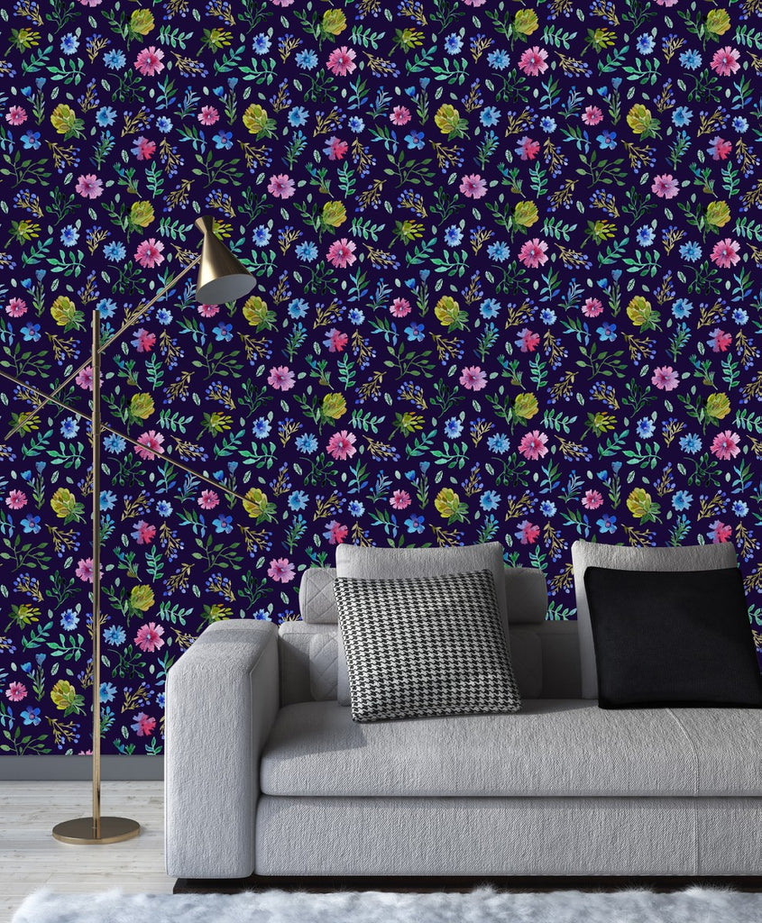 Dark Wallpaper with Wildflowers  uniQstiQ Floral