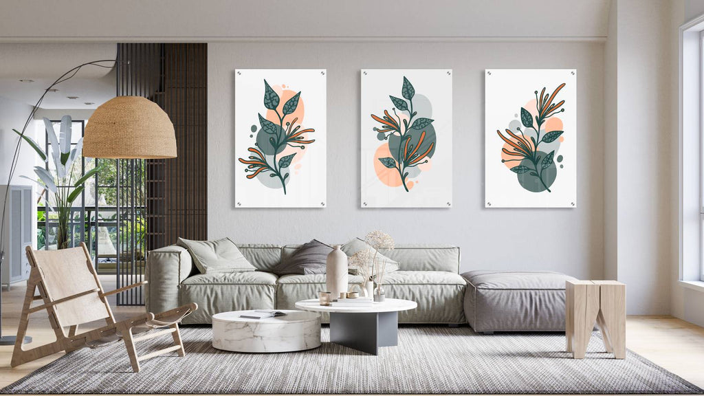 Botanical Pattern Set of 3 Prints Modern Wall Art Modern Artwork Image 2