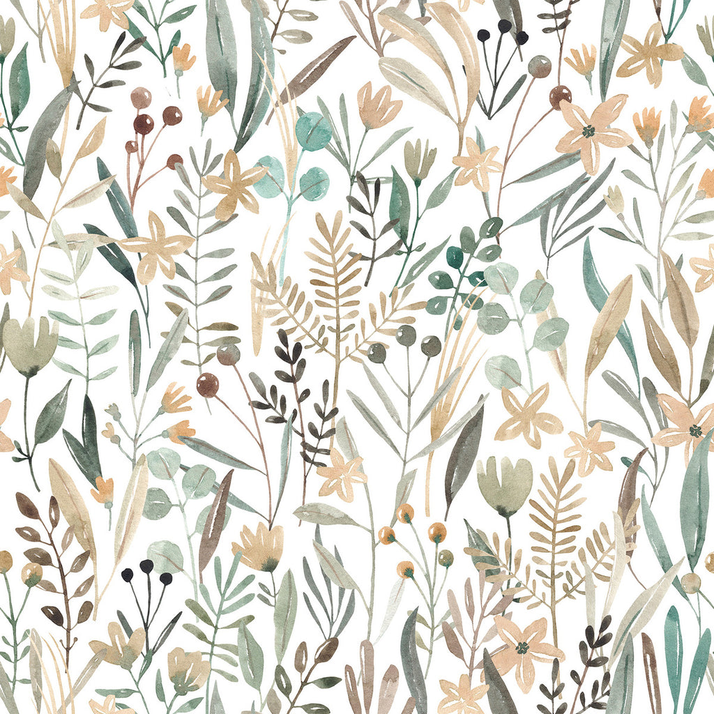 Beige and Grey Herbs Wallpaper  uniQstiQ Botanical