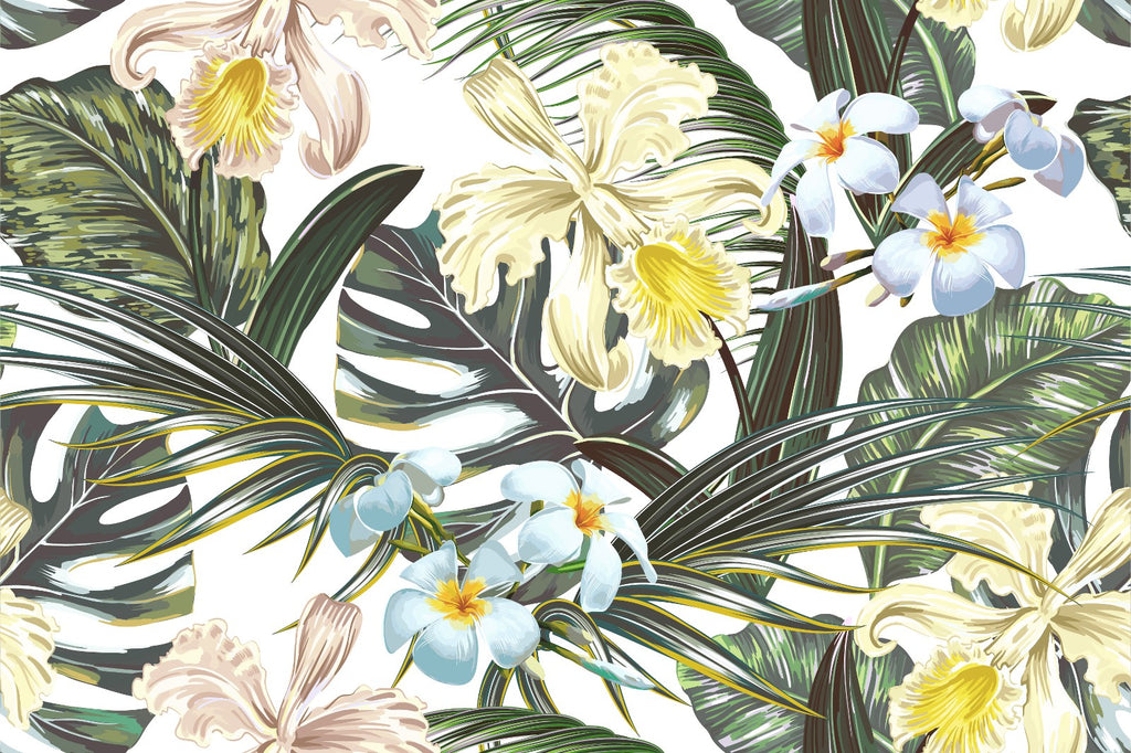 Exotic Beige Flowers Wallpaper uniQstiQ Long Murals