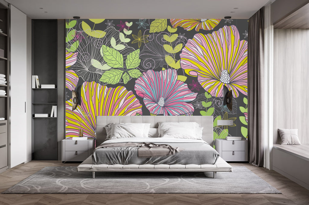 Striped Flowers Wallpaper uniQstiQ Murals