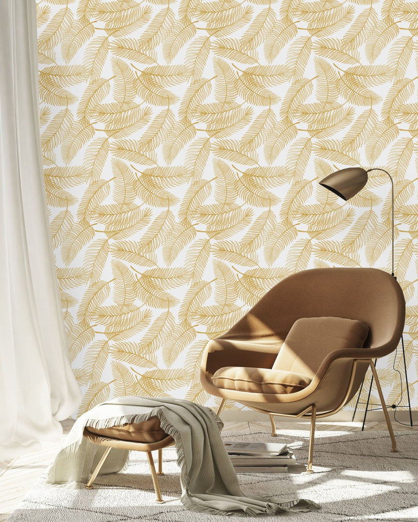 Gold Palm Leaves Wallpaper  uniQstiQ Tropical