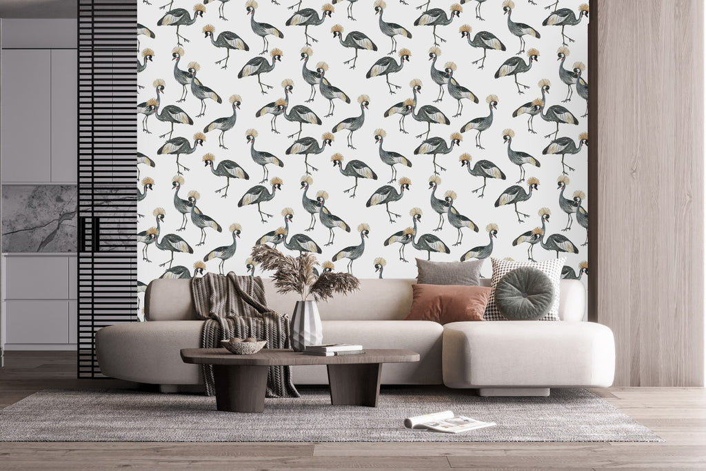 Light Wallpaper with Exotic Birds  uniQstiQ Vintage