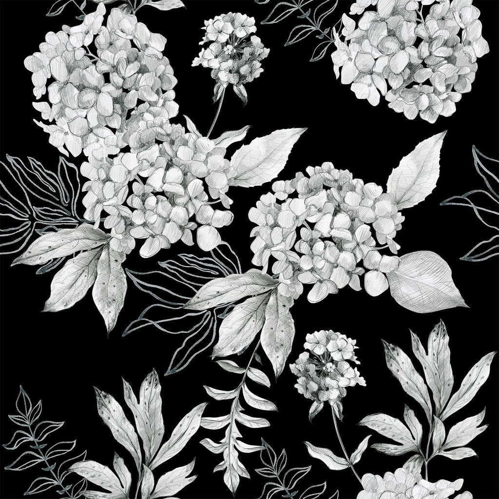 Grey Hand Drawn Flowers Wallpaper uniQstiQ Floral
