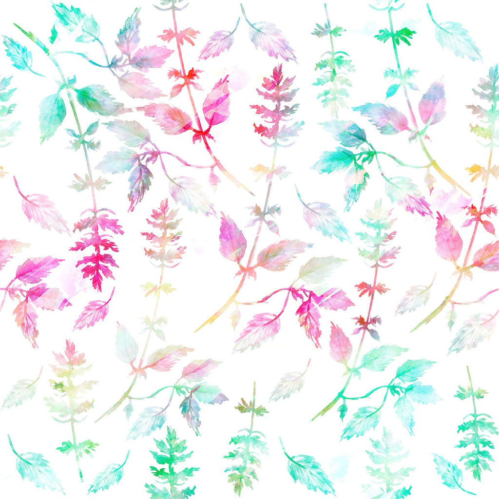 Green and Pink Leaves Wallpaper  uniQstiQ Botanical