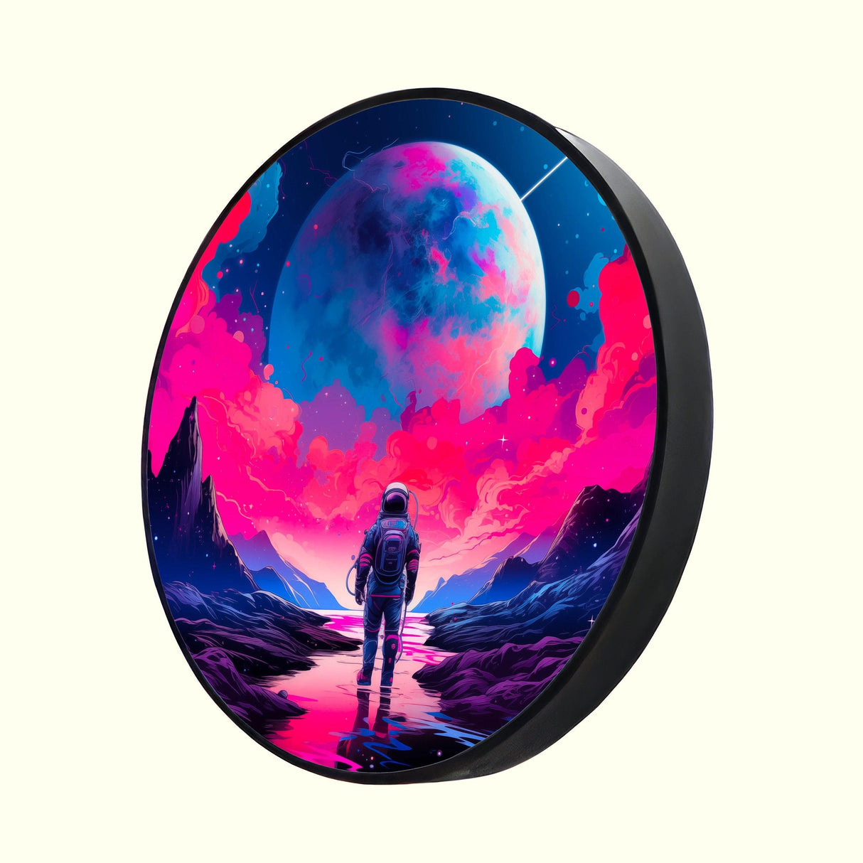 Astronaut and Moon Pop Art Vaporwave Aesthetic Artwork Space LED Wall Decor Contemporary Art Lighted Wall Art Galaxy Art 2