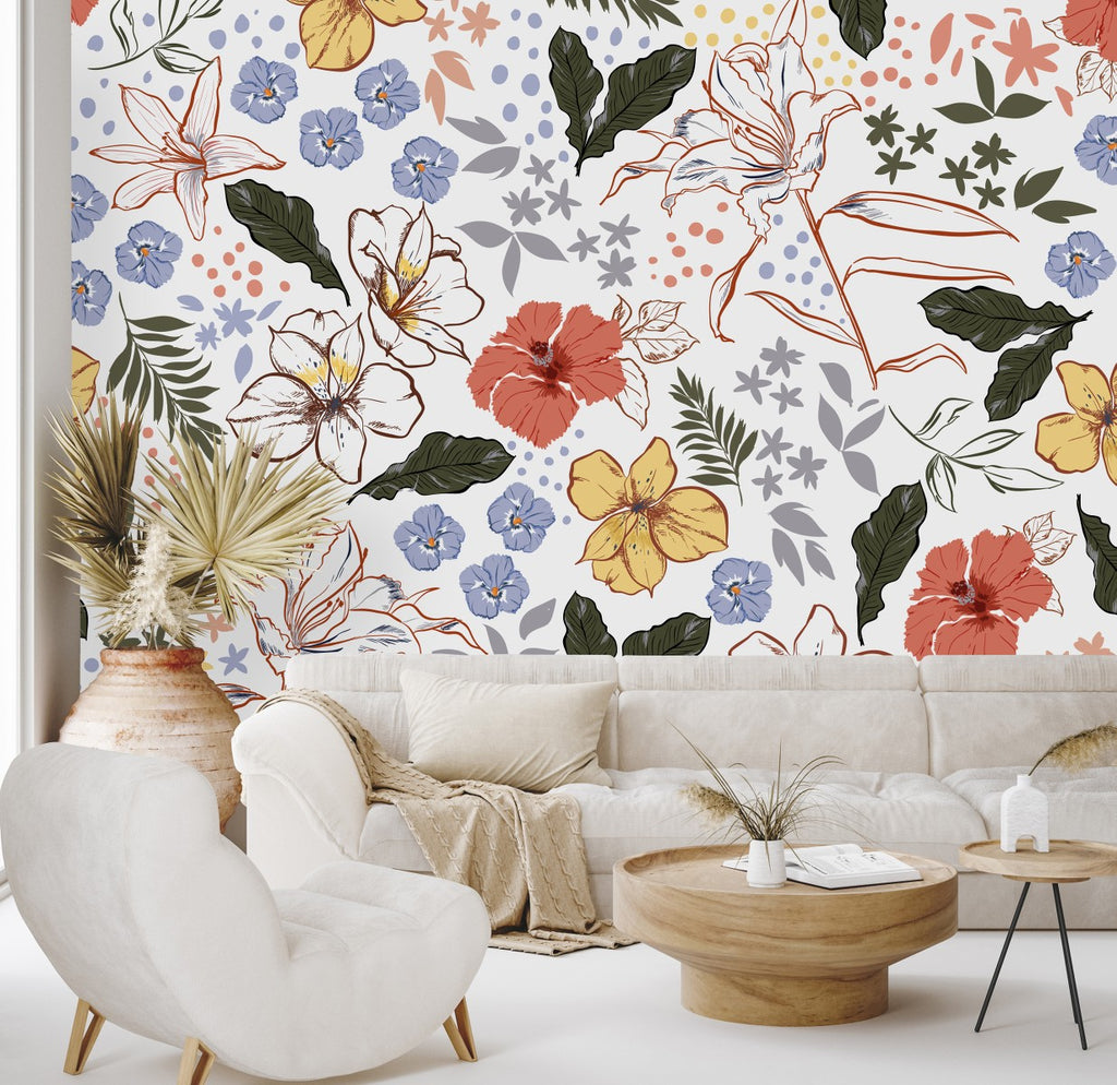 White Floral Wallpaper uniQstiQ Murals
