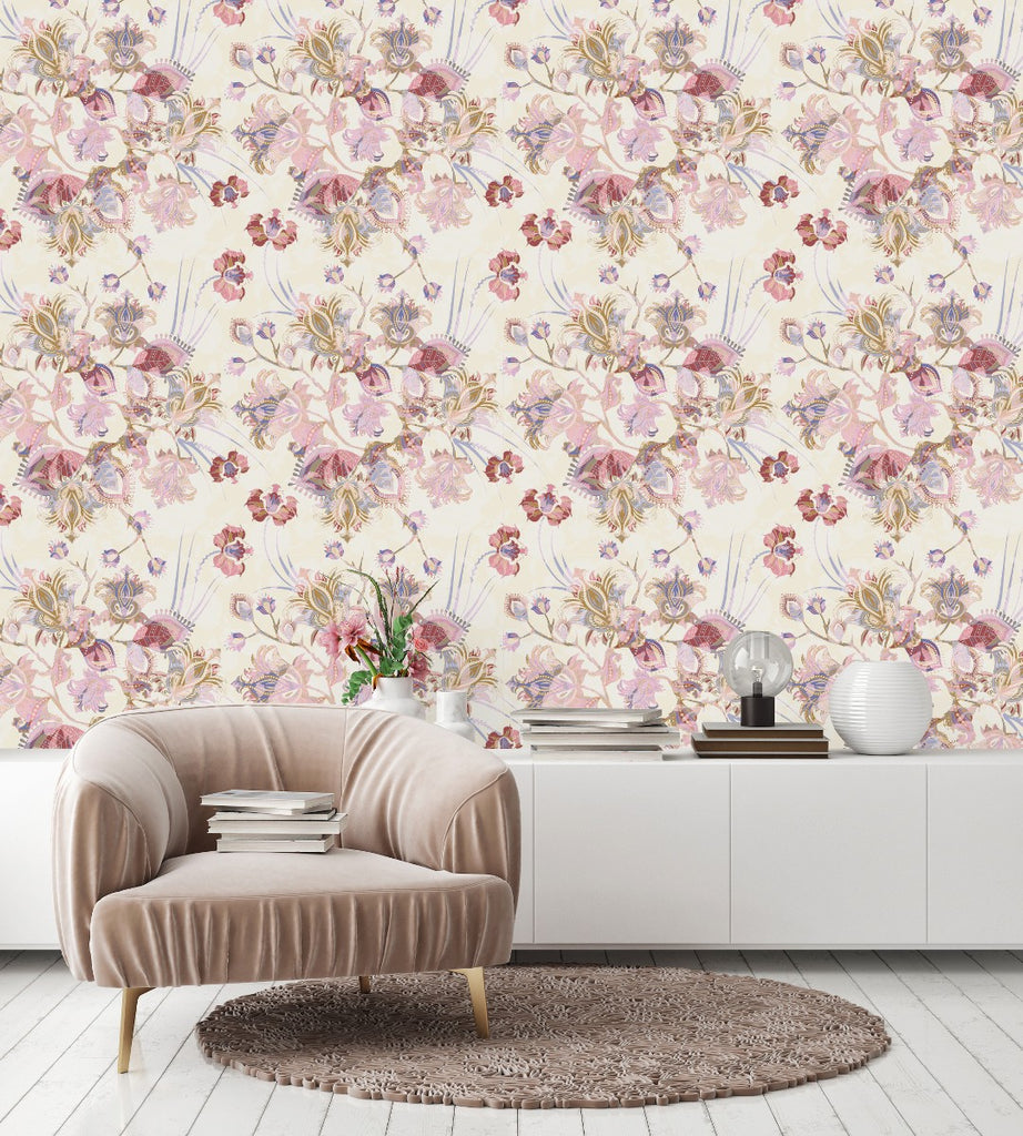 Beige and Pink Pattern Wallpaper uniQstiQ Vintage