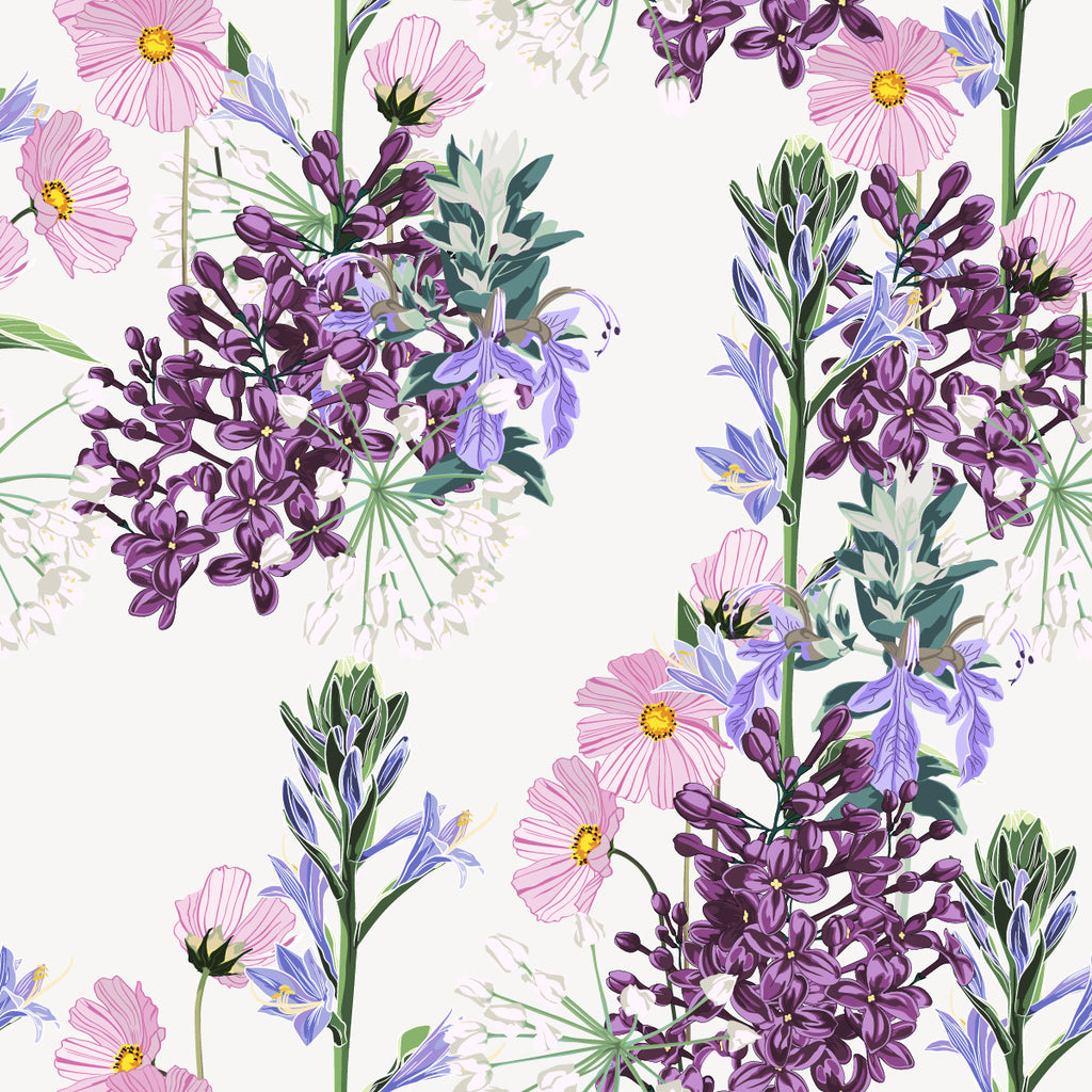 Lilac and Gentle Flowers Wallpaper 