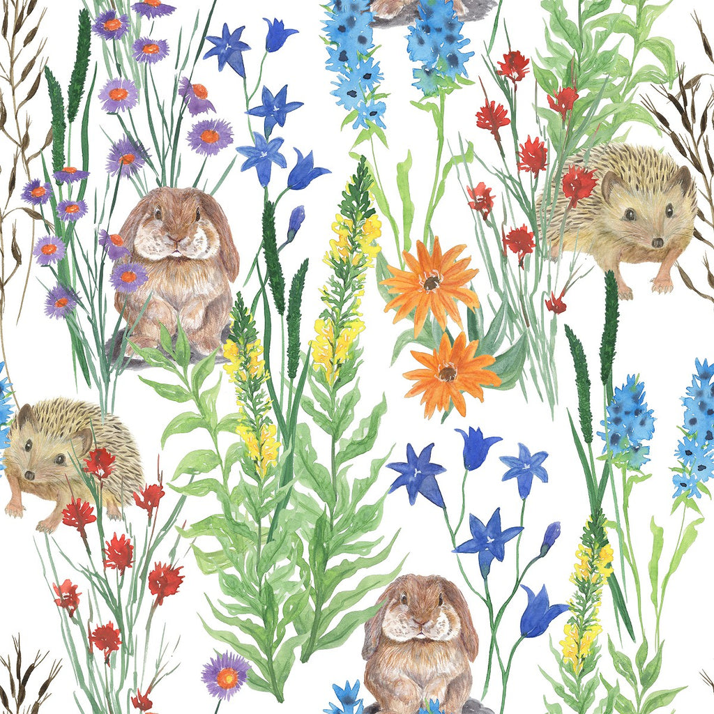 Hedgehogs between Wildflowers Wallpaper uniQstiQ Kids