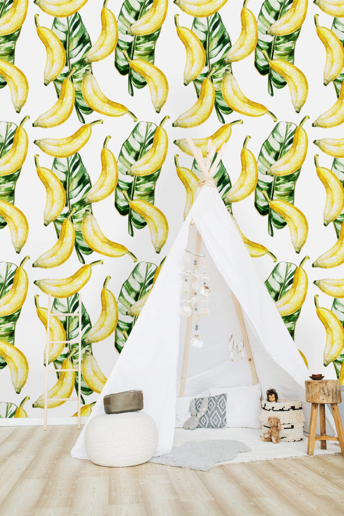 uniQstiQ Kids Bananas with Leaves Wallpaper Wallpaper
