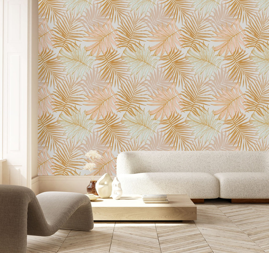 Gold Palm Leaves Wallpaper uniQstiQ Tropical