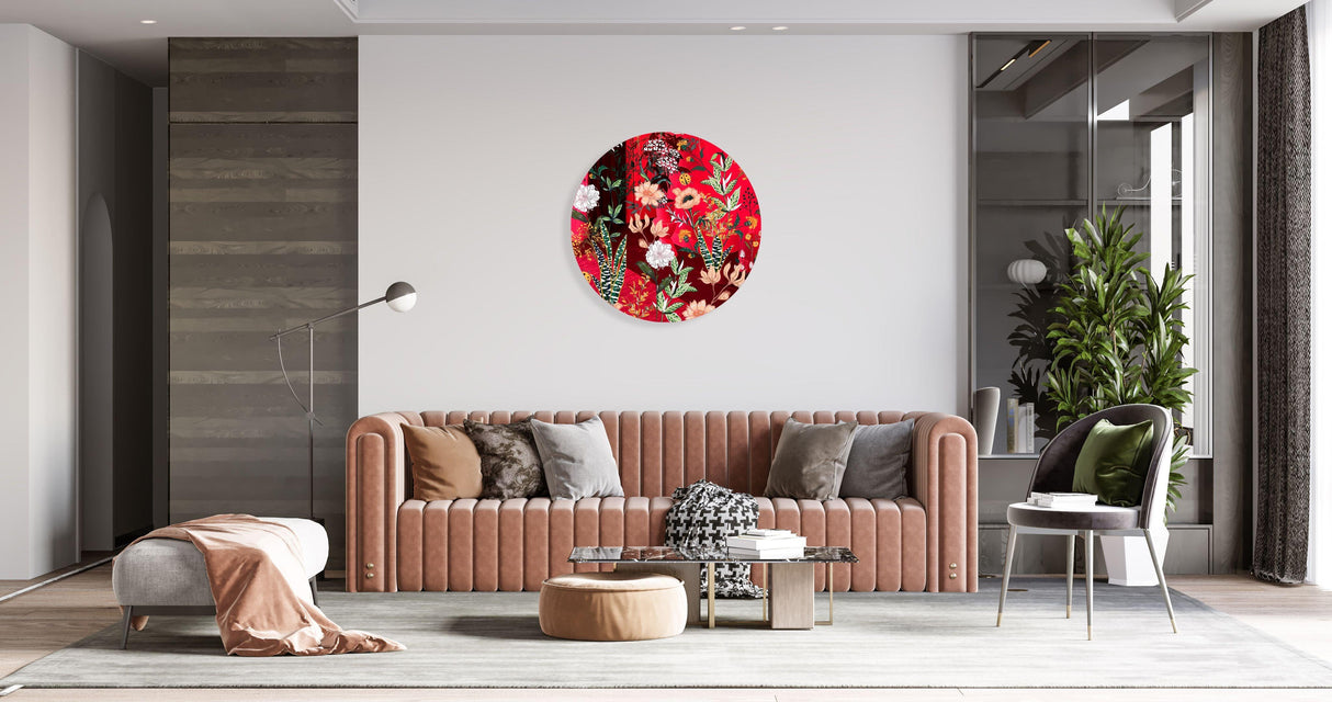 Beautiful Field Flowers Mirrored Acrylic Circles Contemporary Home DǸcor Printed acrylic 