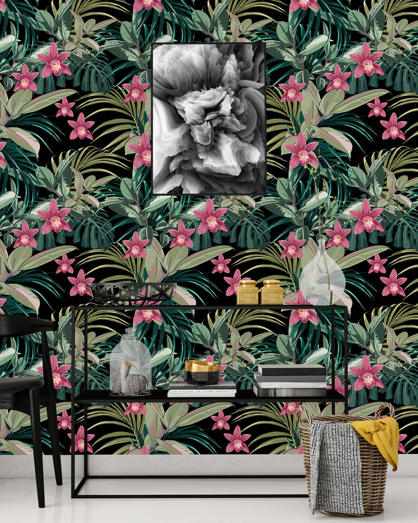 uniQstiQ Tropical Beautiful Mix of Tropical Flowers Wallpaper Wallpaper
