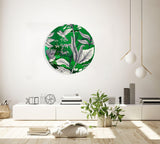 Beige Birds and Leaves Mirrored Acrylic Circles Contemporary Home DǸcor Printed acrylic 