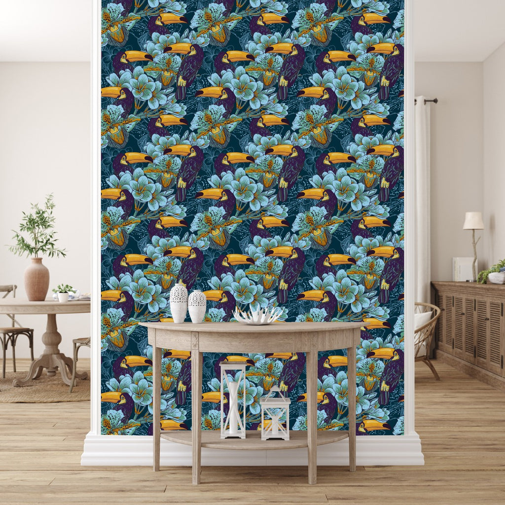 Toucan on Dark Blue Wallpaper  uniQstiQ Tropical