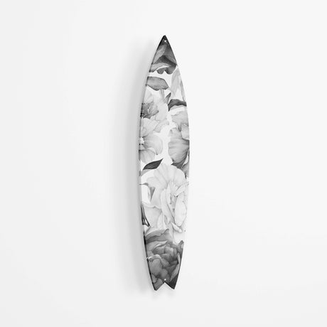 Black and White Peony Acrylic Surfboard Wall Art - uniqstiq