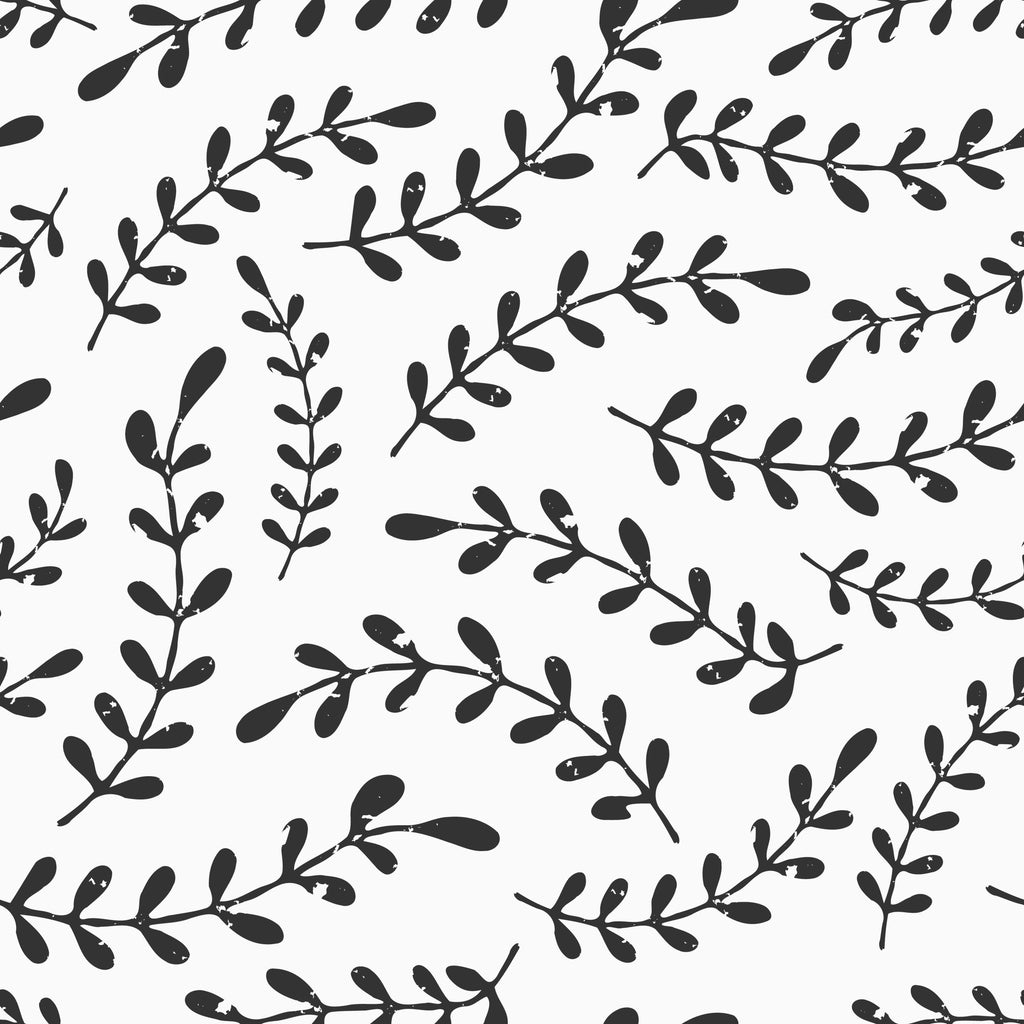 uniQstiQ Botanical Black Scandinavian Leaves Wallpaper Wallpaper
