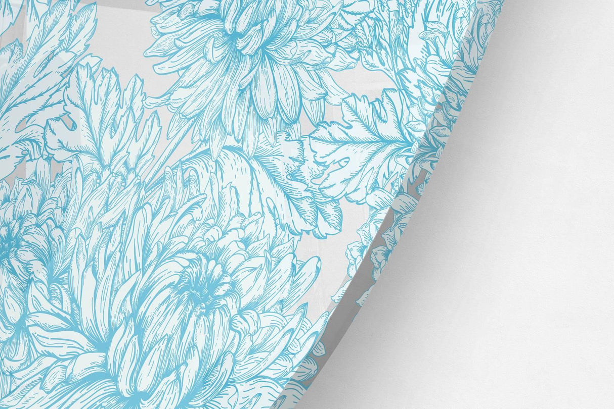 Blue Asters Printed Transparent Acrylic Circle - uniqstiq