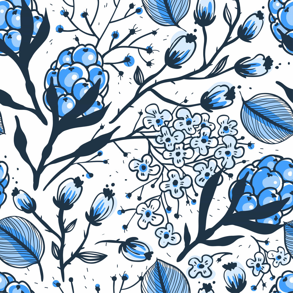 uniQstiQ Botanical Blue Berries Wallpaper Wallpaper