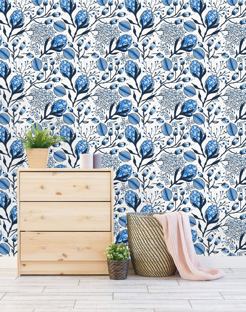 uniQstiQ Botanical Blue Berries Wallpaper Wallpaper