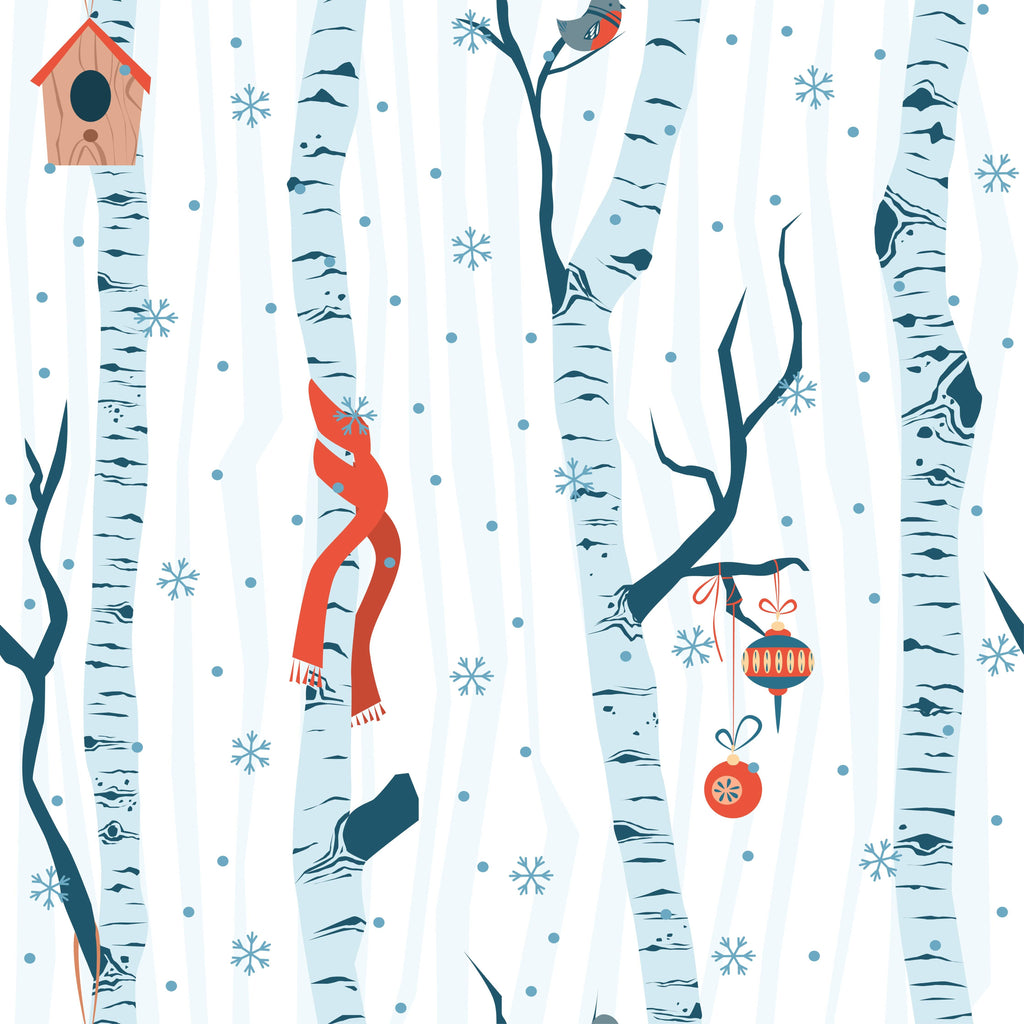 uniQstiQ Kids Blue Birch Tree Pattern Wallpaper Wallpaper