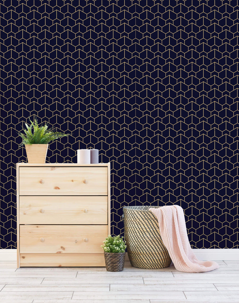 uniQstiQ Geometric Blue Black Texture Wallpaper Wallpaper