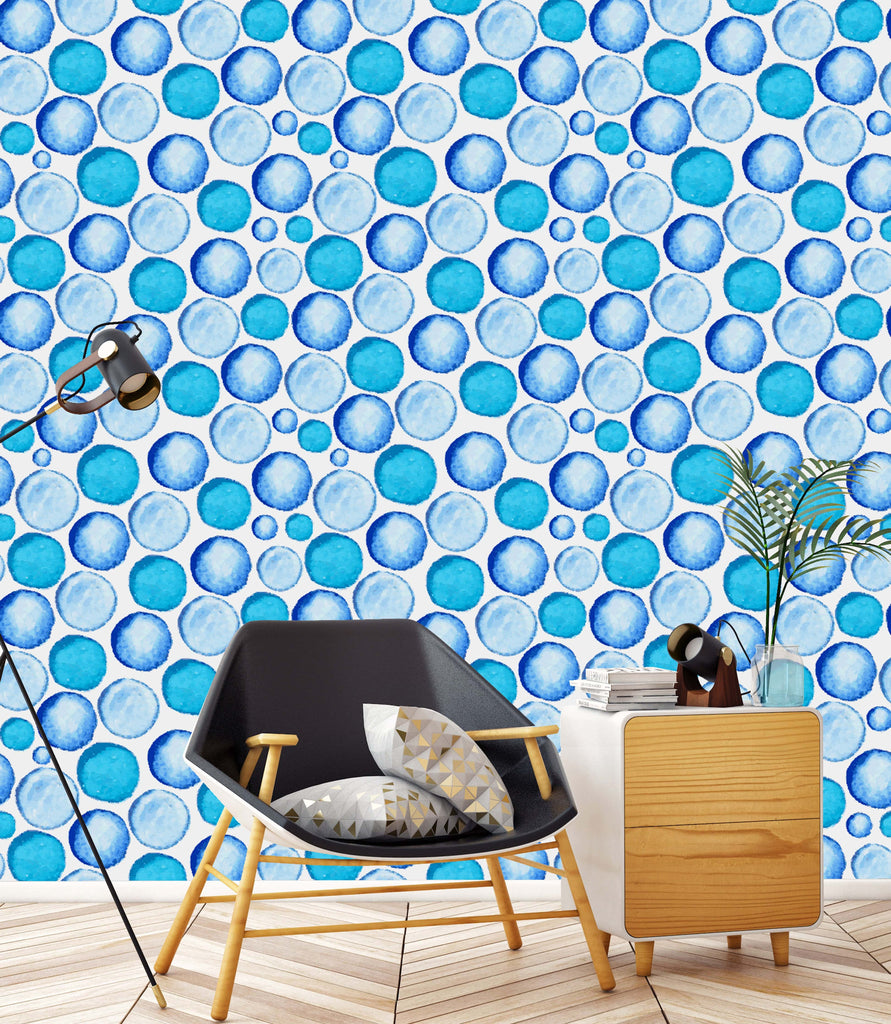 uniQstiQ Geometric Blue Bubbles Wallpaper Wallpaper