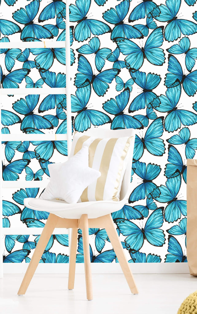 uniQstiQ Kids Blue Butterflies Wallpaper Wallpaper