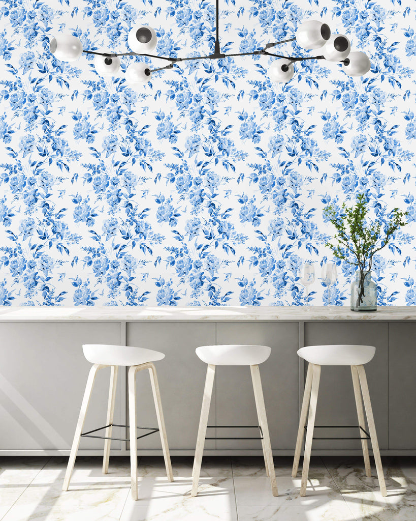 uniQstiQ Floral Blue Floral Pattern Wallpaper Wallpaper