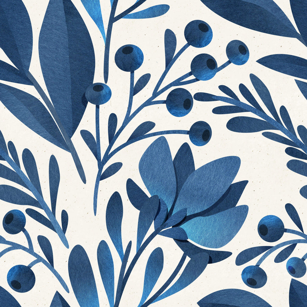 uniQstiQ Floral Blue Flowers Wallpaper Wallpaper