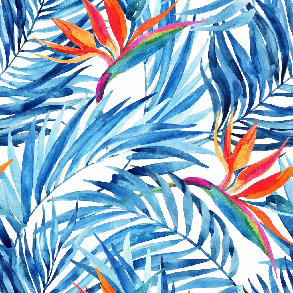 uniQstiQ Tropical Blue Long Leaves Wallpaper Wallpaper