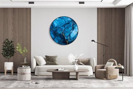 Blue Marble Extra Large Wall Art Illuminated Round Display Artwork Abstract Wall Decor Modern Minimalist Lighted Wall Art Fluid Art LED Art 1