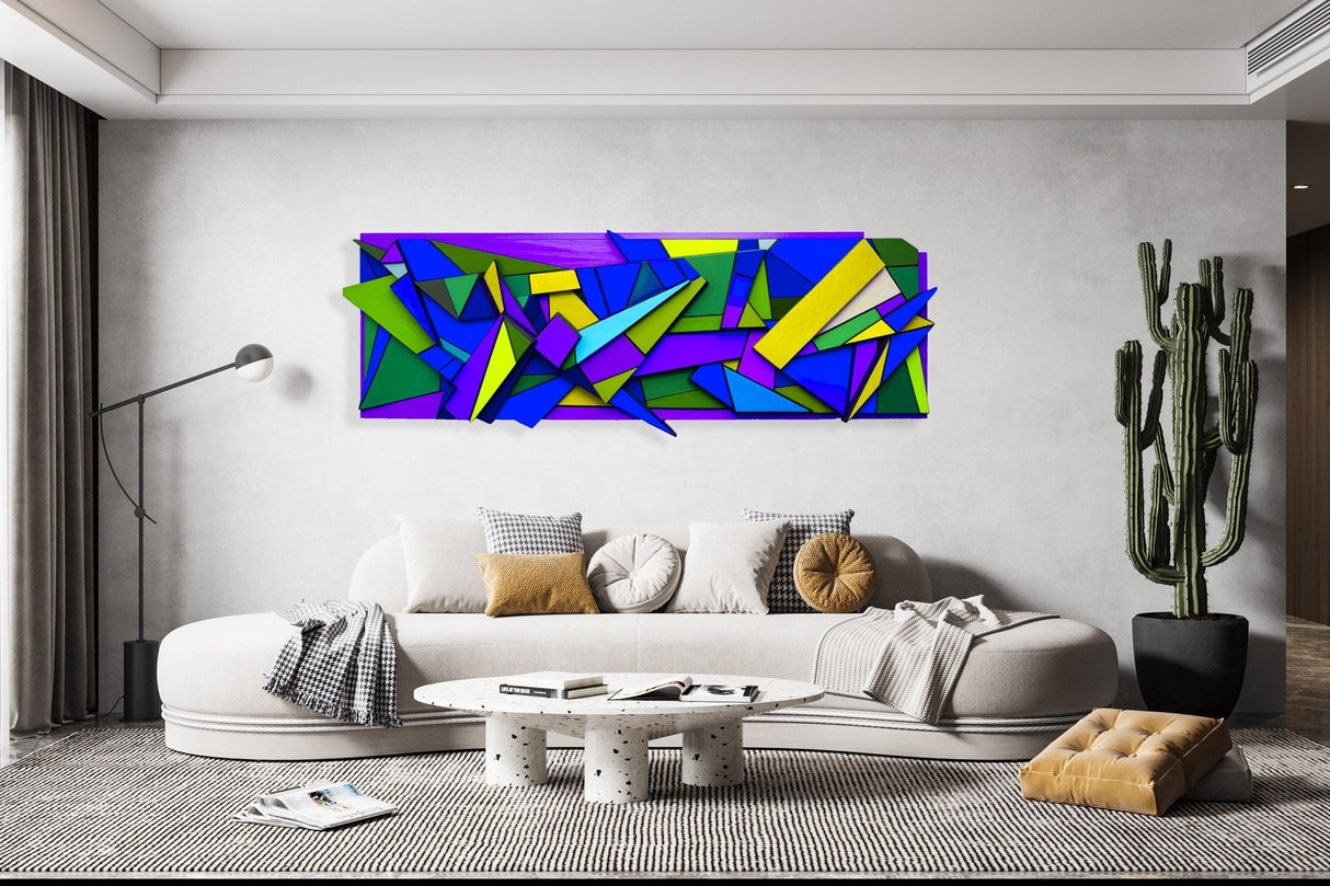 Blue Pop Art Sculpture Prints on Plexiglass Geometric Art Art by UniQstiQ Abstract Wall Art 3D Wall Decor Retro Style Wall Art Wall Hangings Printed