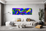 Blue Pop Art Sculpture Prints on Plexiglass Geometric Art Art by UniQstiQ Abstract Wall Art 3D Wall Decor Retro Style Wall Art Wall Hangings Printed