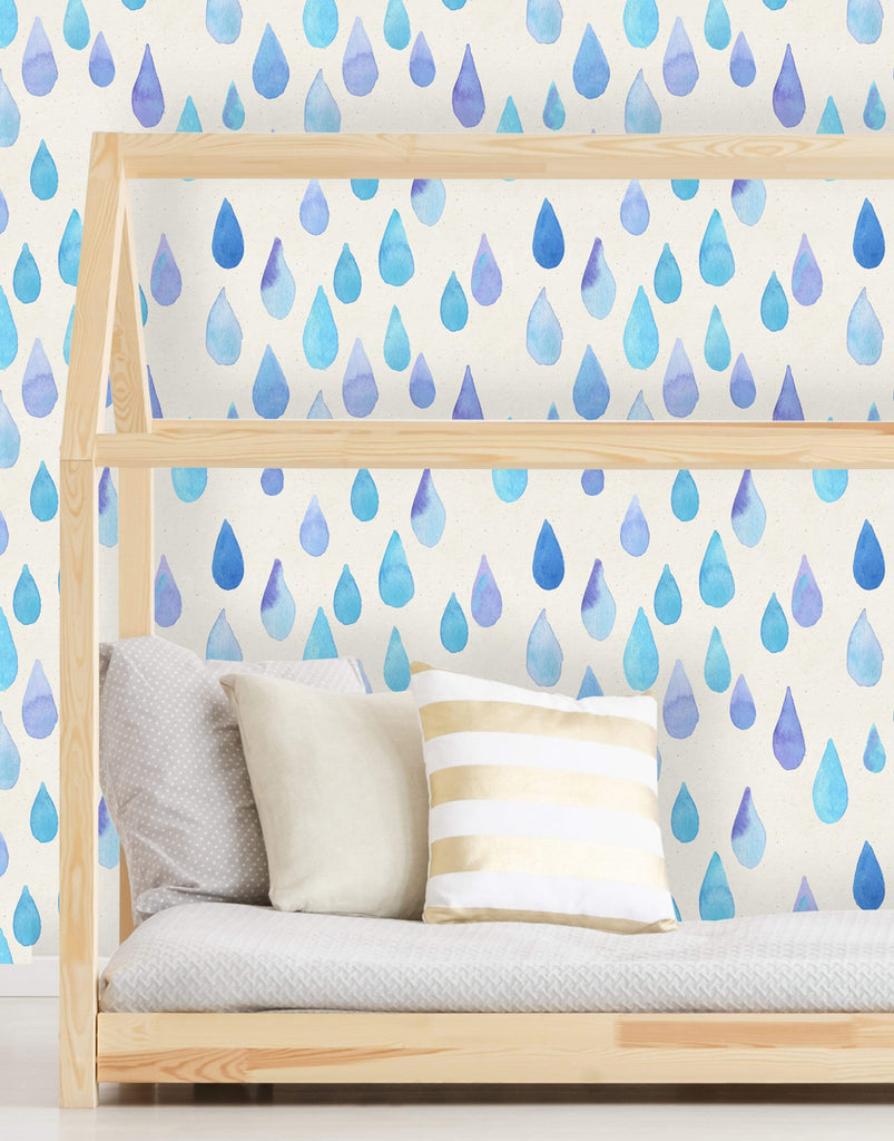 uniQstiQ Kids Blue Water Drops Wallpaper Wallpaper
