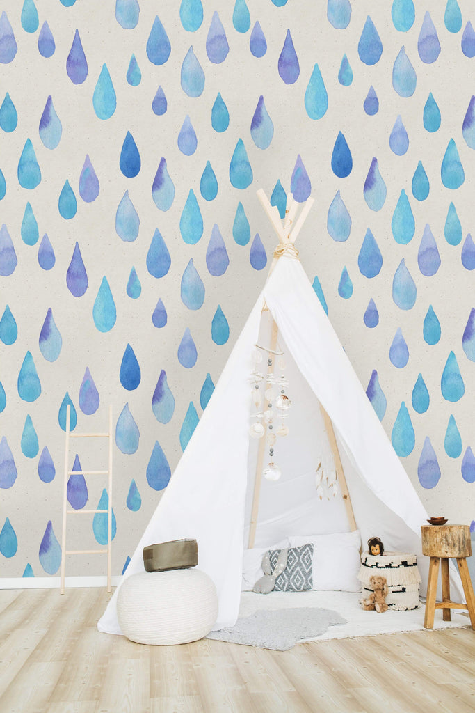 uniQstiQ Kids Blue Water Drops Wallpaper Wallpaper