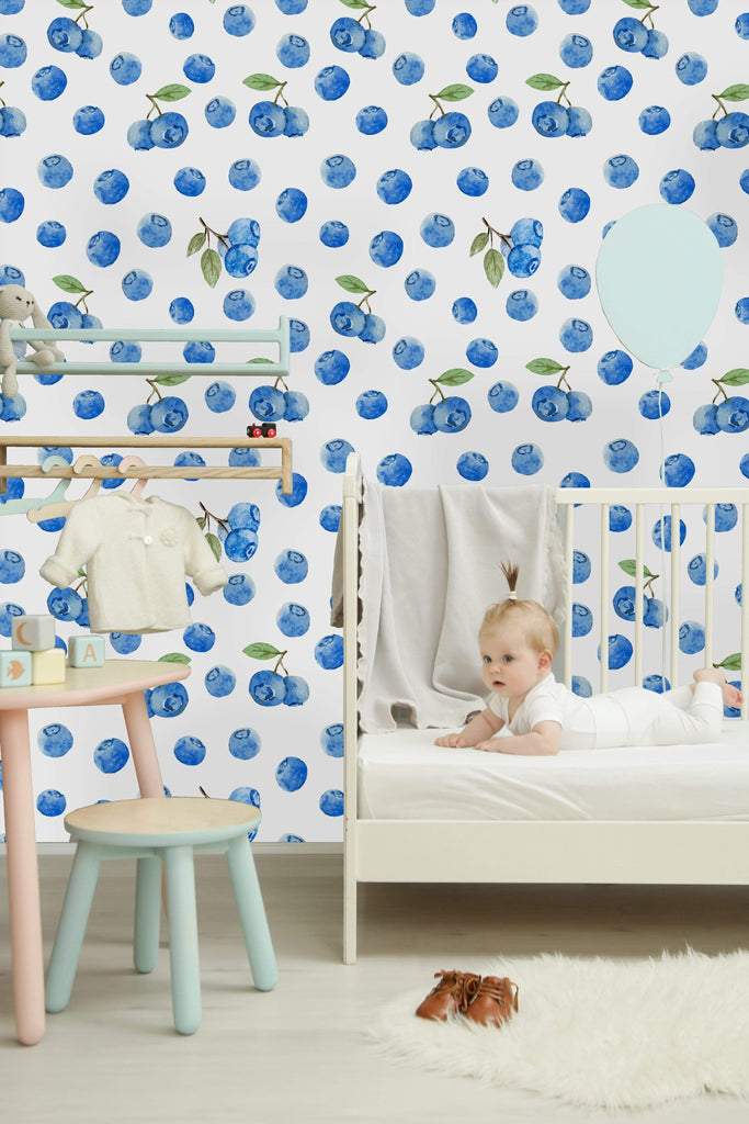 uniQstiQ Kids Blueberries Pattern Wallpaper Wallpaper
