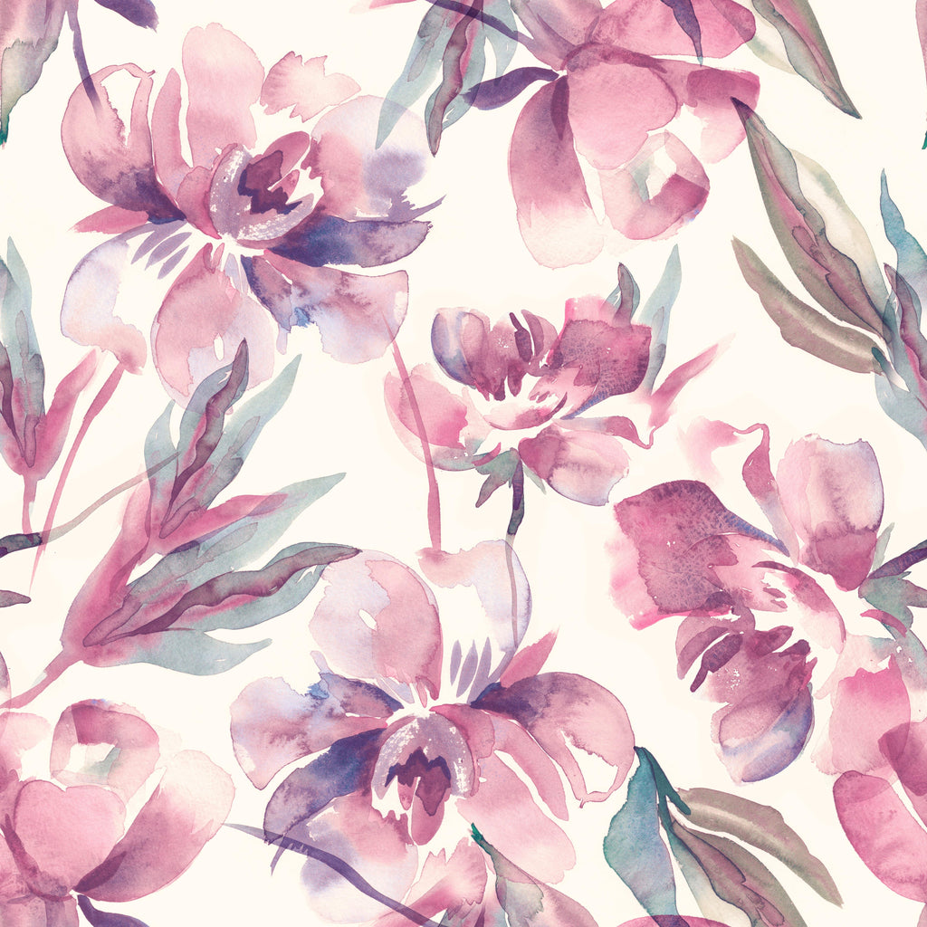 uniQstiQ Floral Blush Pink Watercolor Peony Wallpaper Wallpaper