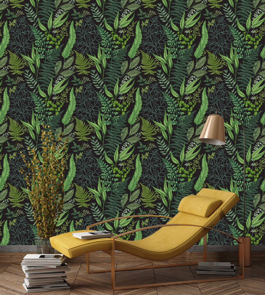 uniQstiQ Botanical Botanical Leaves and Ferns Wallpaper Wallpaper